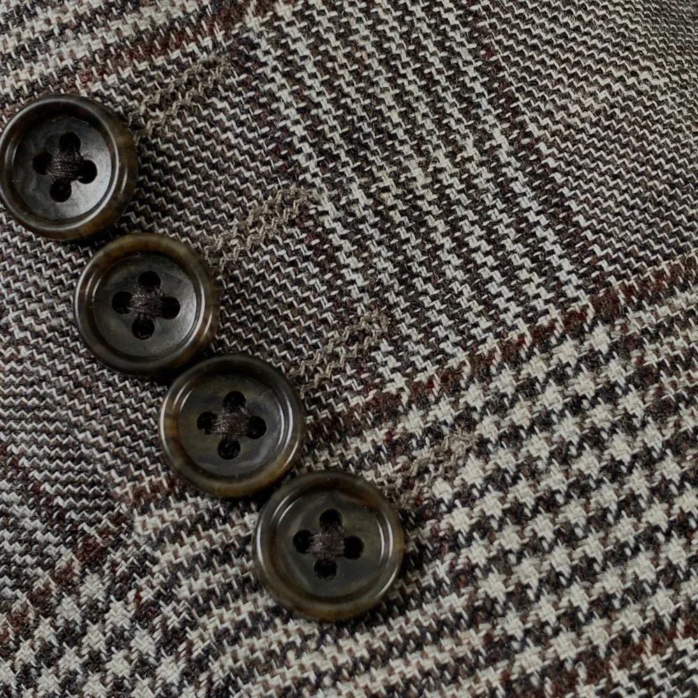 Bonobos Blazer Jacket Men 42R Brown Glen Check Hiundstooth Linen Cashmere
